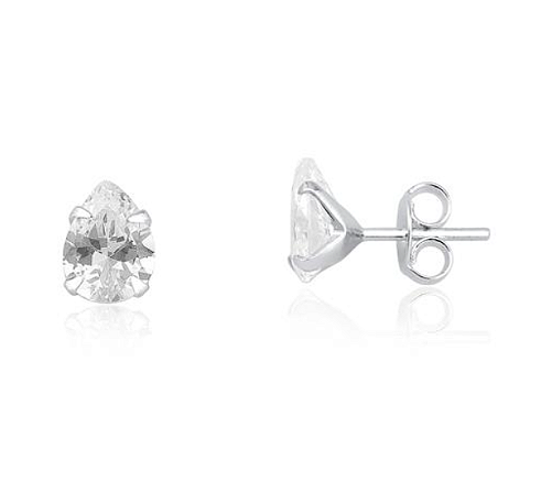 Brinco zircônia gota 6x9 mm Prata 925