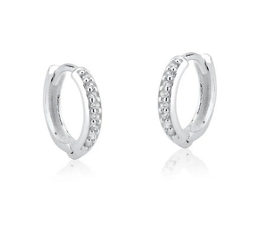 Argolinha cravejada simples 10 mm Prata 925