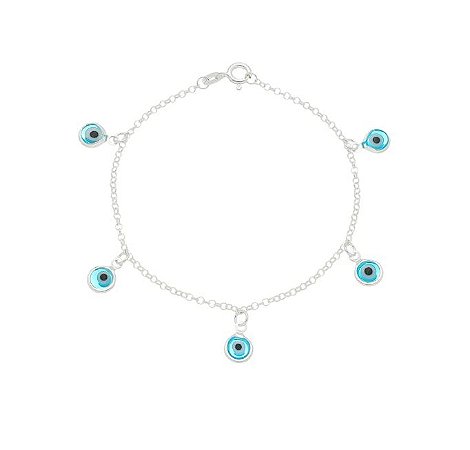Pulseira olho grego azul claro Prata 925