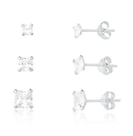 Trio ponto de luz quadrado Prata 925