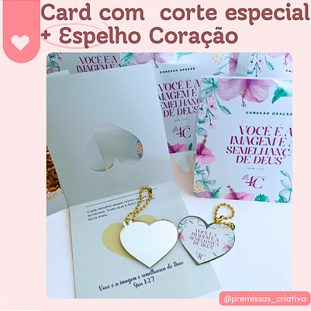 Chaveiro espelho com card personalizado 10 unidades