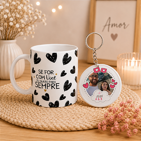 Kit Caneca + Chaveiro Personalizado com Foto