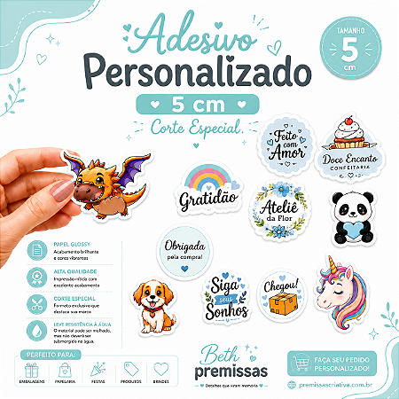 Adesivo Personalizado 5 cm Corte Especial
