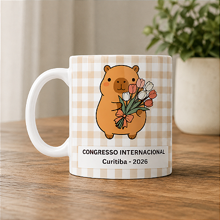 Caneca Personalizada Congresso Internacional Capivara Floral – Curitiba 2026