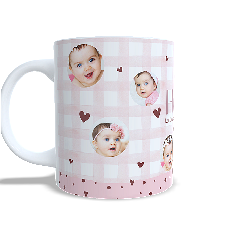 Caneca Personalizada com Fotos do Bebê | Lembranças de aniversarios em Porcelana 325ml