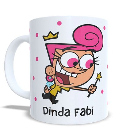 Caneca Personalizada Padrinhos Mágicos com Nome | Presente Criativo em Cerâmica 325ml