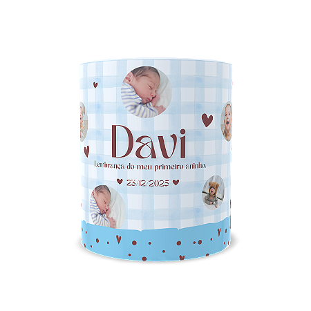 Caneca Personalizada Com Fotos Rostinho Do Bebê - Azul
