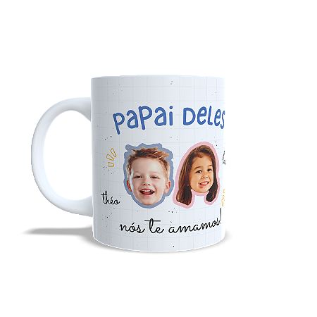 Caneca Personalizada Dia dos Pais 325ml - Com Fotos dos Filhos - rostinho-pai