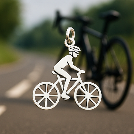 Pingente em Prata Ciclista Man