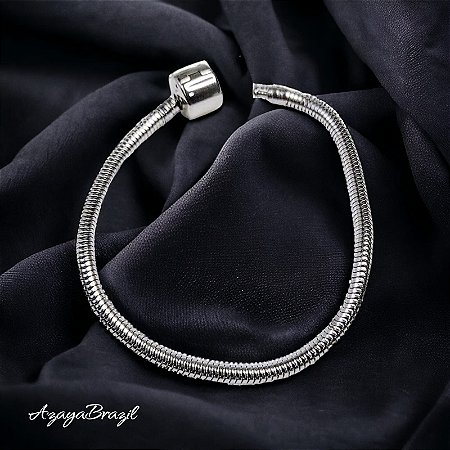 Pulseira com trava para Berloques Rodio Branco
