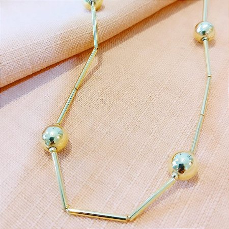 Colar chocker bolas e canutilho