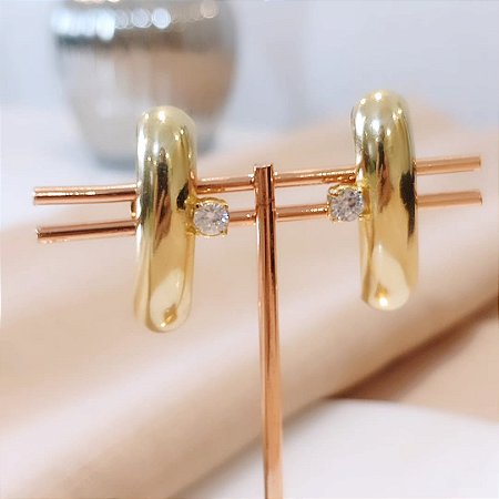 Brincos Ear hook com gota cristal