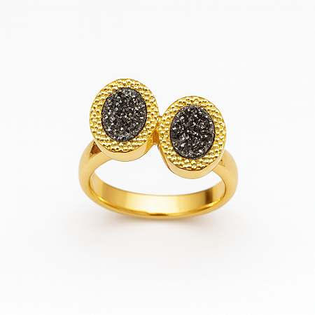 Lumiére Grafite – Dourado com Pedra Druzya