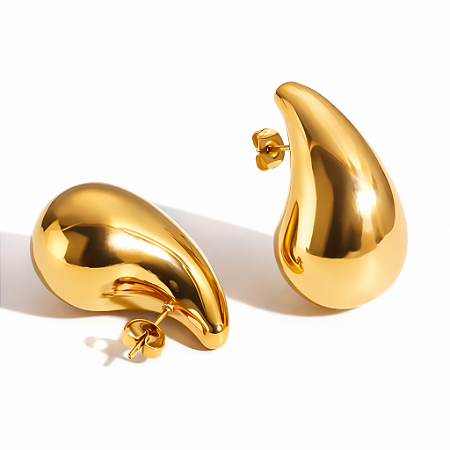 Brinco Essência Gota Dourado Luxo Minimalista