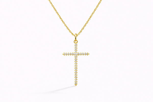 Colar Cruz Média Cravejada Essência Dourada