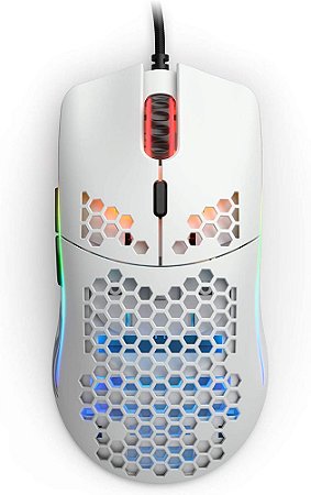 Mouse Gamer Glorious Model O, 67g Ultraleve, RGB, Cabo Paracord, com Design Honeycomb, Glorious Gaming, Branco Fosco