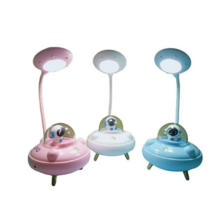 Luminária LED De Mesa Infantil Nave Astronauta Com 4 Níveis  USB UFO