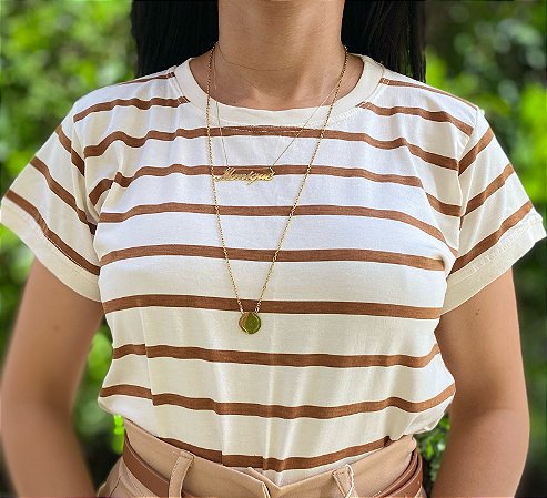 Blusa Listrada Marrom
