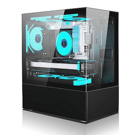 Gabinete Gamer G-Fire PIXXO CG200B Preto – Vidro Temperado, MicroATX, Suporte Water Cooler, sem RGB