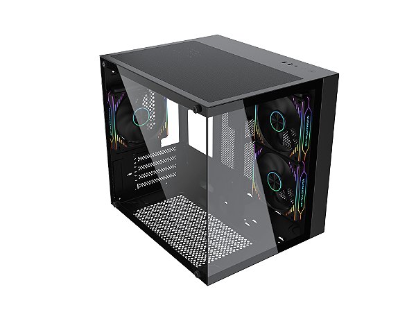 Gabinete Gamer G-Fire PIXXO CGH100B Preto – Vidro Temperado, MicroATX, Suporte Water Cooler, Torre Média