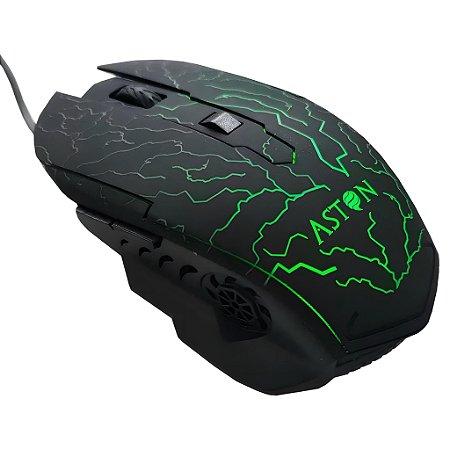 Mouse Gamer Aston AB-30 USB 2400 DPI – 6 Botões, LED RGB 7 Cores, Ergonômico, Cabo Reforçado