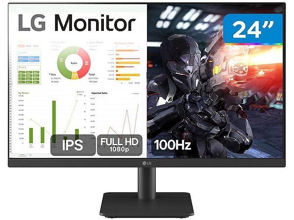 Monitor Gamer LG Ultrawide 24” Full HD IPS 100Hz 5ms HDMI - Modelo 24MS500-B.AWZM | Imersão e Desempenho para Jogos