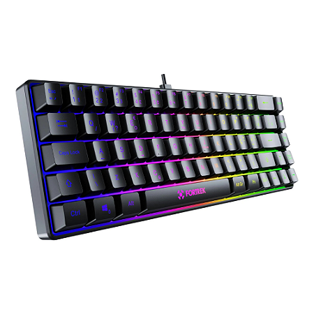 Teclado Gamer Fortrek Fearless 65% ABNT2 com Iluminação Rainbow - Compacto, Membrana Silenciosa, Plug & Play