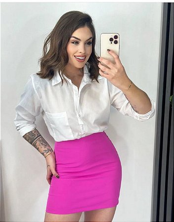 Saia Alfaiataria de Cintura Alta Com forro