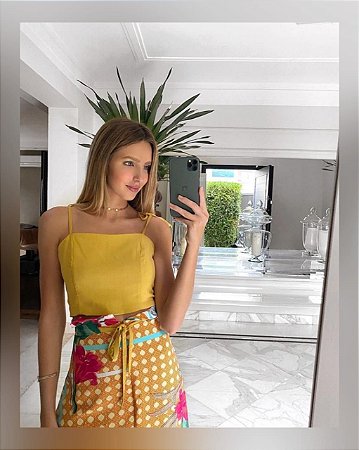 Cropped Faixa Alcinha Mostarda