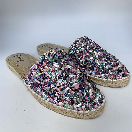 flatz espadrille mule mix paetês coloridos - Último par 33!