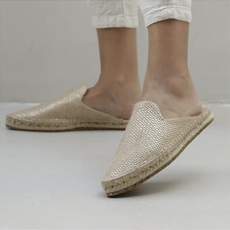 flatz espadrille mule loafer foil dourado