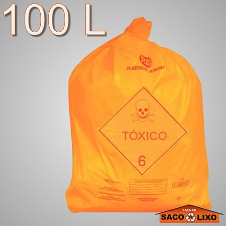 Saco para Lixo Hospitalar - Tóxico - Laranja - 100 Litros - Plásticos Jurema