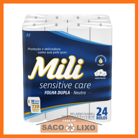 Papel higiênico Folha Dupla - Sensitive Care - (30 metros x 10cm) - Mili