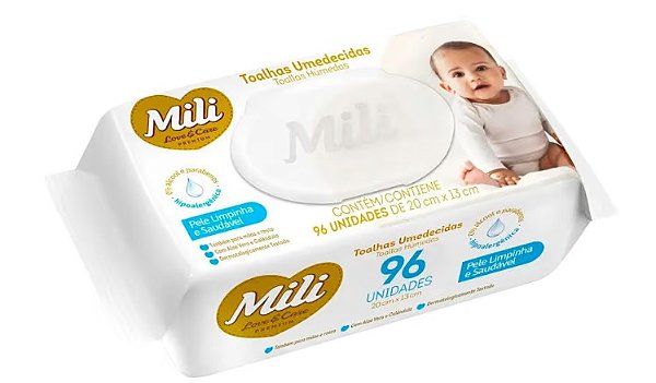 Toalhas Umedecidas Mili Love & Care 96 unidades