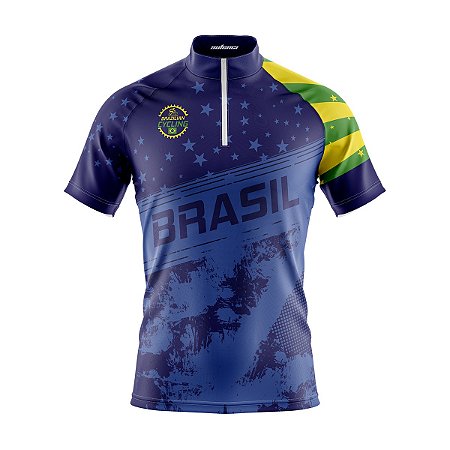Camisa Ciclismo Brasil Azul Autenci