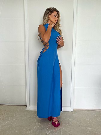 Vestido longo c/ fenda