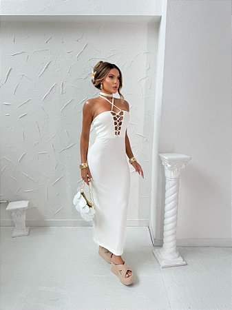 Vestido cruzado canelado premium