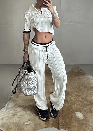 Conjunto polo e calça tricô modal