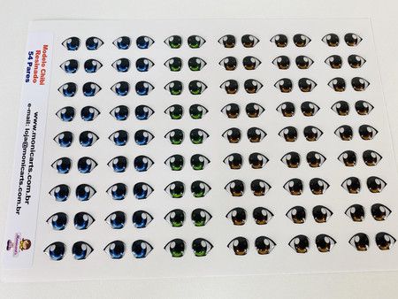Olhos Adesivos Resinados Chibi