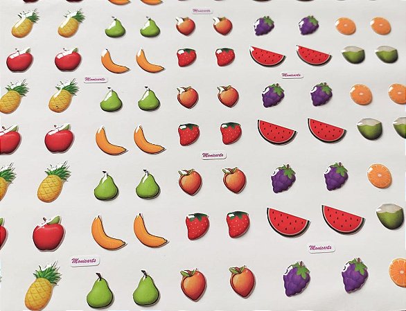 Cartela Adesiva Resinada Frutas Combo cód. 535