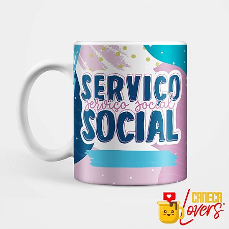 Caneca Flork Profissões - Serviço Social - Nome Personalizado