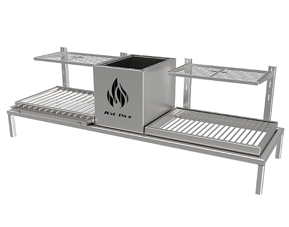 Parrilla Dupla Residencial INOX 430 - Para Alvenaria 108 x 34cm
