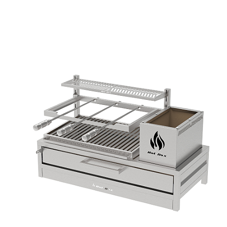 Churrasqueira Parrilla Residencial Hotbox Premium INOX 304 - Bancada 97 x 45cm