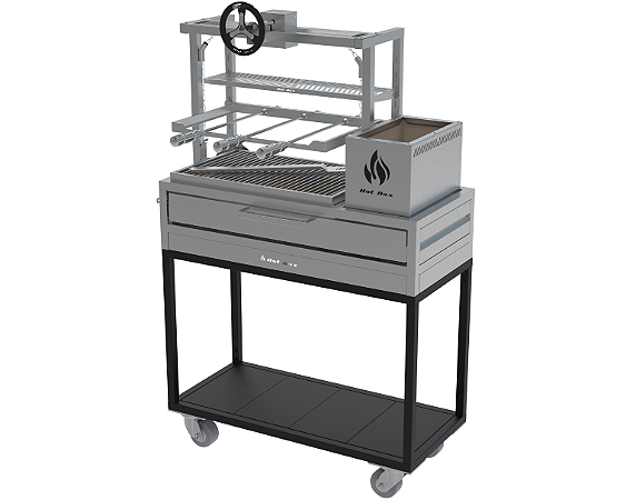 Churrasqueira Parrilla Residencial Hotbox Premium INOX 304 - Carrinho Com Volante 97x45 e 74x45cm