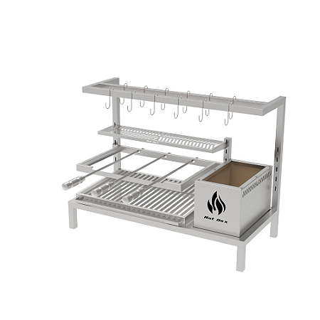 Churrasqueira Parrilla Residencial Hotbox Premium INOX 304 – Alvenaria com Tendal 74x45 e 97x45cm
