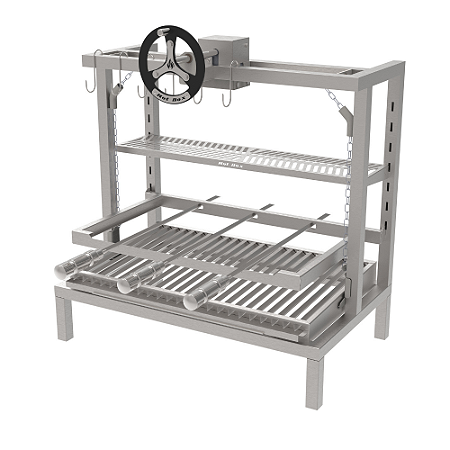 Churrasqueira Parrilla Residencial Premium Hotbox INOX 304 – Alvenaria com Volante 74x45cm