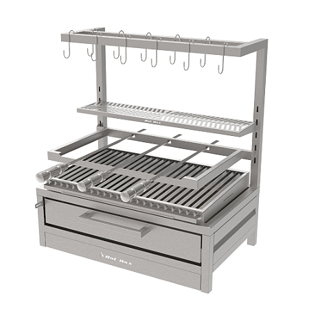 Churrasqueira Parrilla Residencial Hotbox Premium INOX 304 74x45cm – Bancada com Tendal