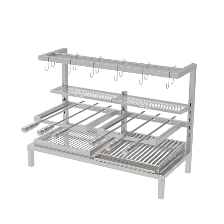 Churrasqueira Parrilla Hotbox Premium INOX 304 97x45cm – Alvenaria com Tendal