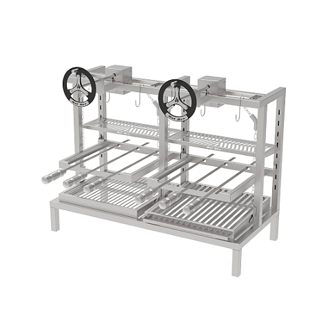 Churrasqueira Parrilla Residencial Hotbox Premium INOX 304 97 x 45cm - Alvenaria Com Volante