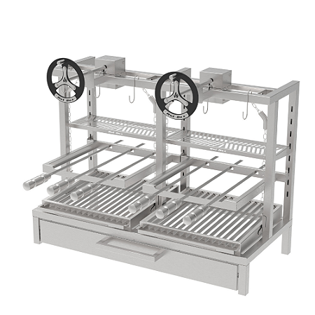 Churrasqueira Parrilla Residencial Hotbox Premium INOX 304 97 x 45cm - Alvenaria Com Volante